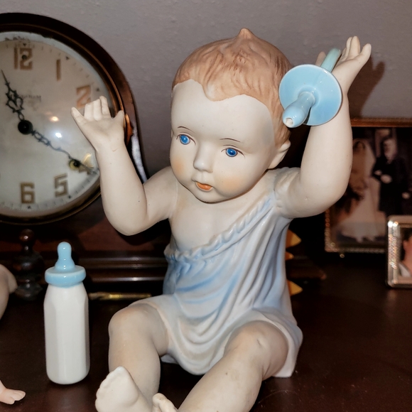 TWIN PIANO BABIES with Kewpie doll, rattle, bottle, and binkie - Picture 2 of 7